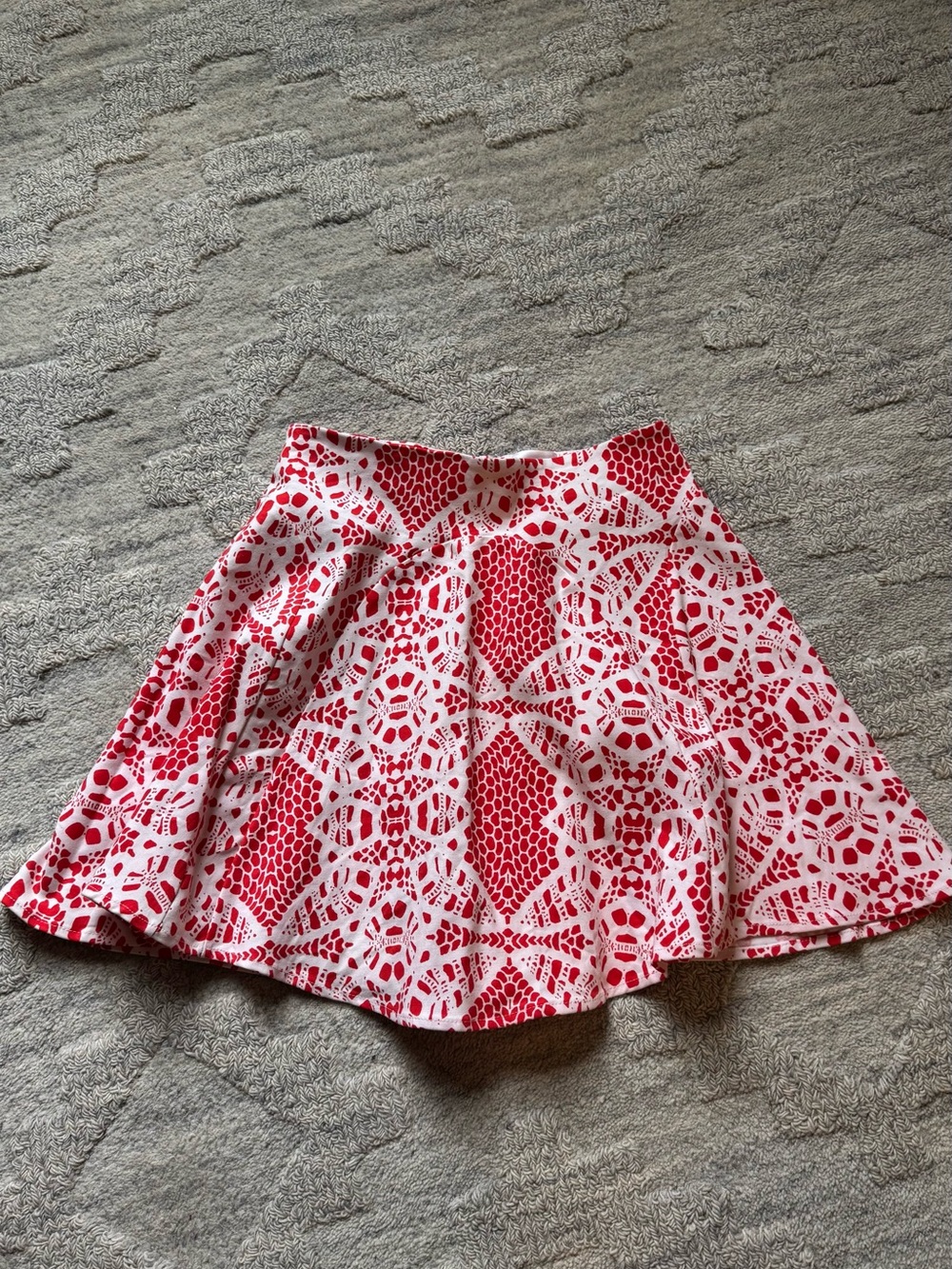 Parker Red and White Printed Circle Skirt